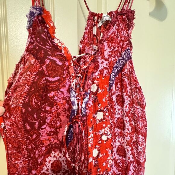Free People Work Of Art Printed Maxi Slip | XS | Ruby Combo - Picture 6 of 9
